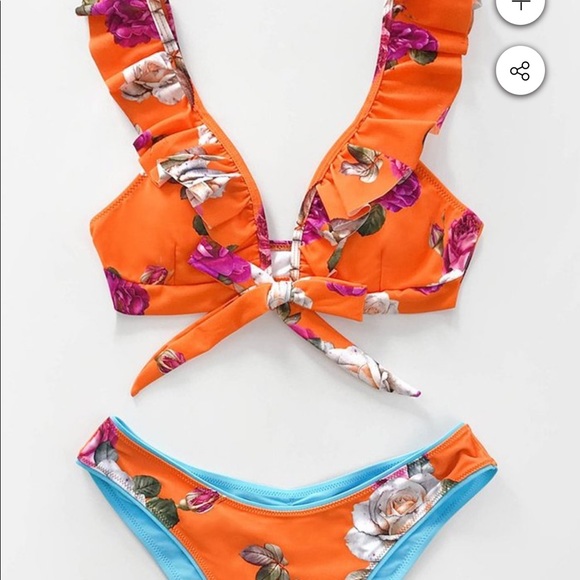 ROSE PRINT RUFFLS BIKINI - Picture 2 of 3